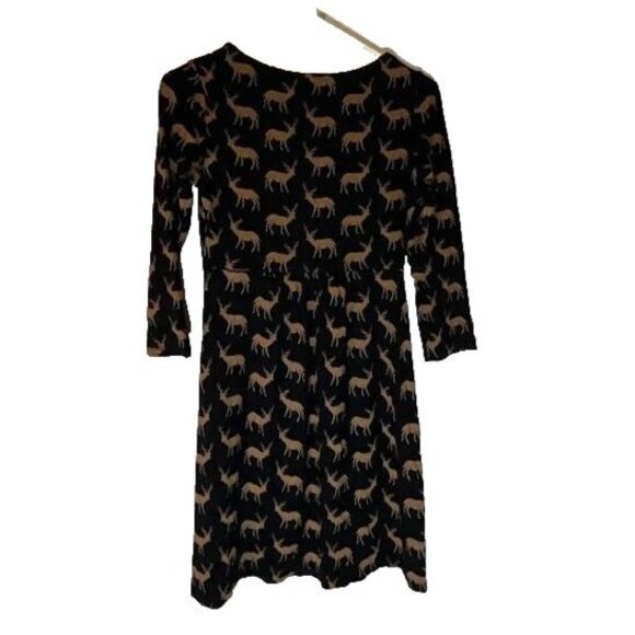 Boden 4R Tunic Dress Black Deer Print 3/4 Sleeve Cabincore Woodland Cottagecore - Picture 3 of 3
